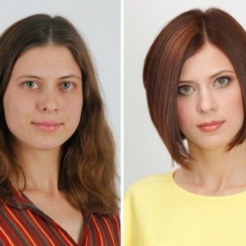 женская стрижка, профессиональный макияж