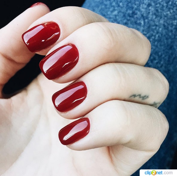 Классический маникюр красный на короткие ногти, фото - Ногтевая студия Ten's