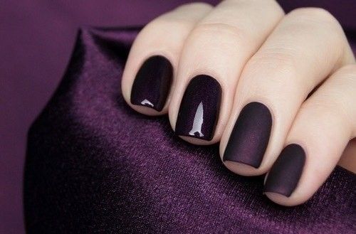 Маникюр на короткие ногти матовый фиолетовый, фото - Ногтевая студия BAMBOO