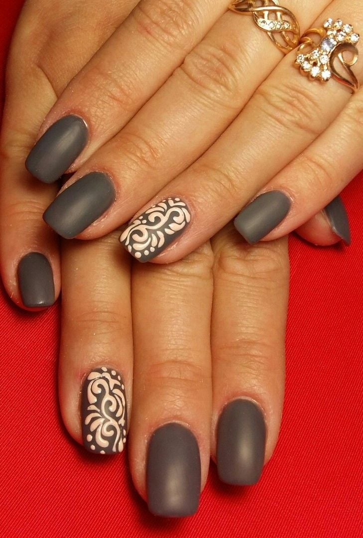 Маникюр с рисунком матовый на квадратные ногти, фото - Косметолог Ольга Кудина