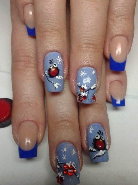 Новогодний маникюр с рисунком зима, фото - Мастер маникюра Ольга Адамян