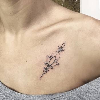 Тату женские черно-белые на груди, фото - Тату салон Cartel Tattoo