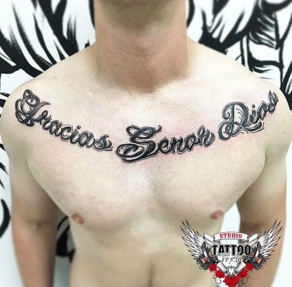 Мужские черно-белые на груди, фото -  VeAn Tattoo Black