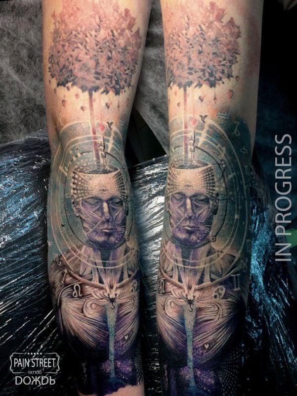 Мужские на ноге цветные, фото - Тату мастер Иван Дождь