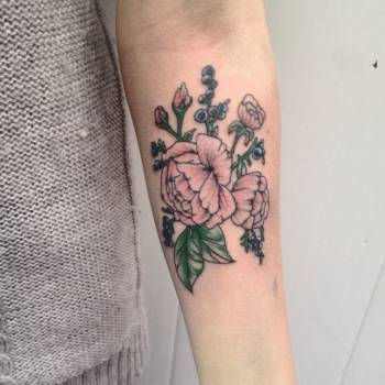 Тату женские на предплечье цветные, фото - Тату мастер Юля Бабич