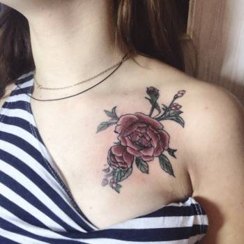Тату женские роза цветные, фото - Тату мастер Юля Бабич