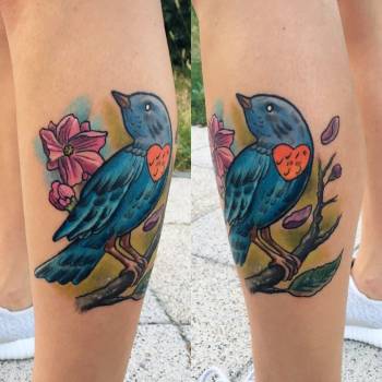 Тату для дівчат на нозі кольорові, фото - Тату майстер Денис Кононенко