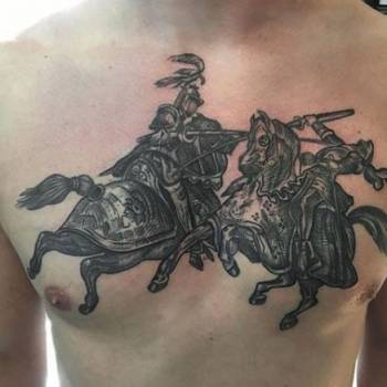 Тату мужские черно-белые на груди, фото - Тату мастер Алеша Кобзева