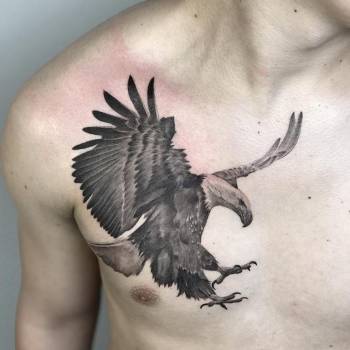 Тату мужские черно-белые на груди, фото - Тату мастер Яков Коновалов