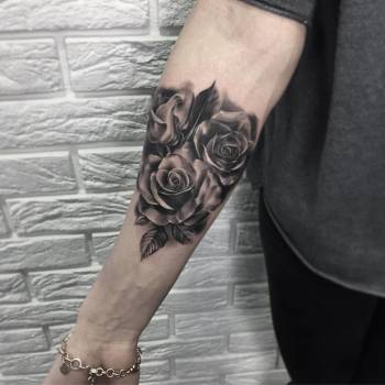 Тату мужские роза черно-белые, фото - Тату мастер Алина Высоцкая