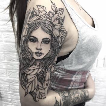 Тату для дівчат на руці чорно-білі, фото - Тату майстер Алина Высоцкая