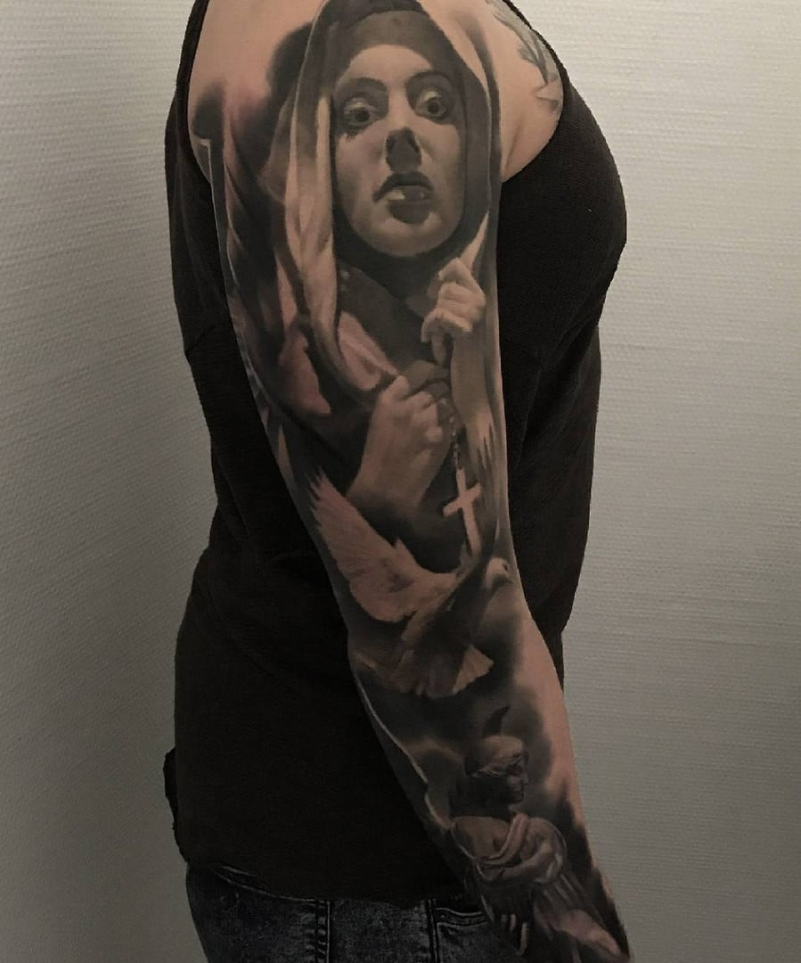 Для хлопців рукав чорно-білі, фото - Тату майстер Дмитрий Трасковец