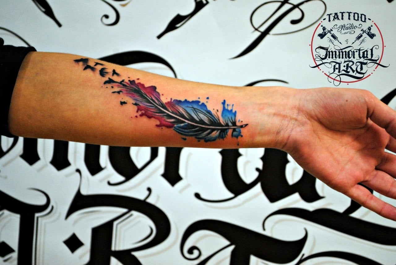 Для дівчат на передпліччі кольорові, фото - Тату майстер Дмитрий Шпунтов