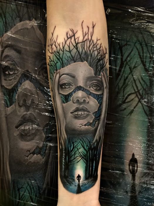 Женские на предплечье цветные, фото -  ScreamSoul Tattoo