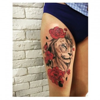 Тату женские роза цветные, фото -  ScreamSoul Tattoo