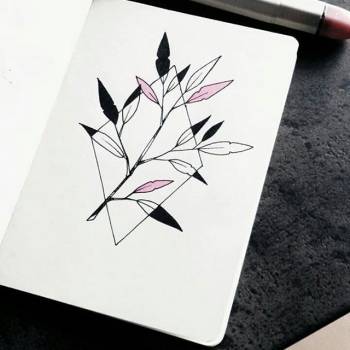 Тату эскиз минимализм ветка, фото - Тату мастер Осинская Екатерина