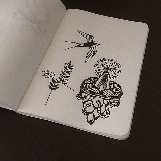 Эскиз черно-белые ласточки, фото - Тату мастер Осинская Екатерина