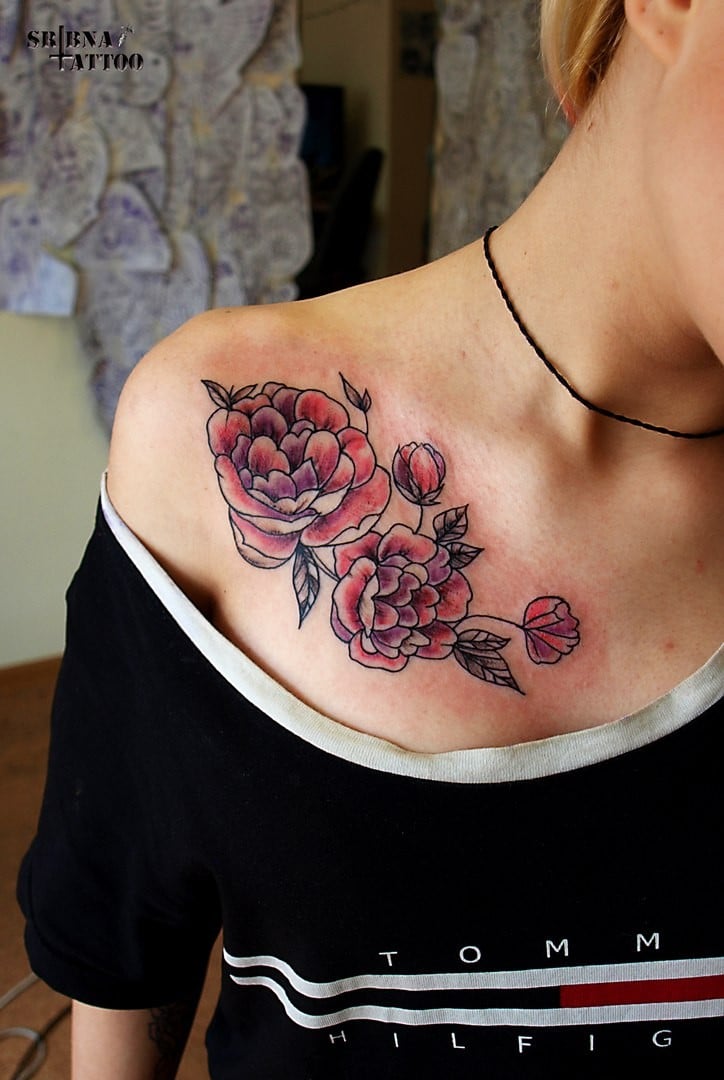 Женские цветные цветы, фото - Тату мастер Саша Срибна