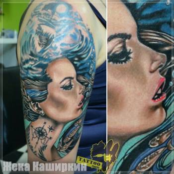 Тату для хлопців на плечі кольорові, фото - Тату майстер Жека Каширкин