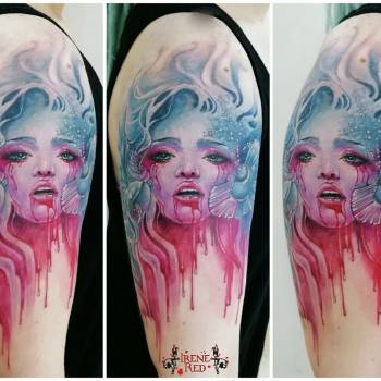 Тату мужские на плече цветные, фото - Тату мастер Irene Red