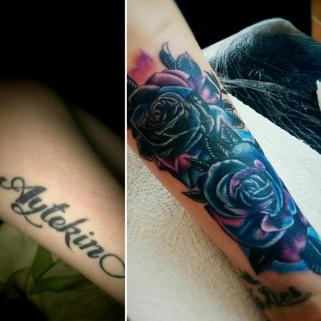 Женские на предплечье роза, фото - Тату мастер Лёша Талмацкий