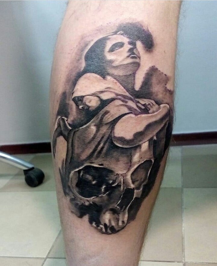 Для хлопців на нозі череп, фото - Тату майстер Ксения Рубинова