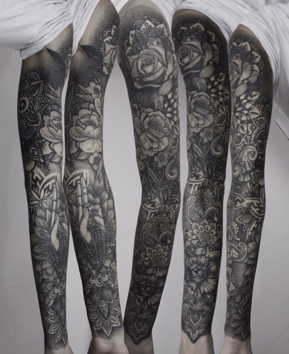 Для хлопців рукав чорно-білі, фото - Тату майстер Алексей Тысячный