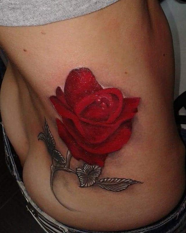 Женские роза цветные, фото - Тату мастер Олег Вишневский