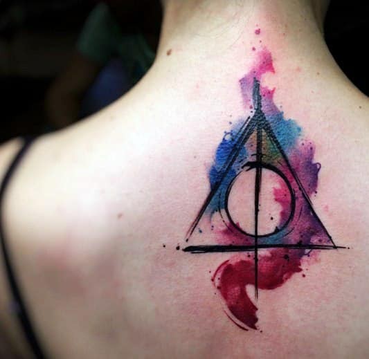 Женские цветные на спине, фото - Тату мастер Иван Букреев