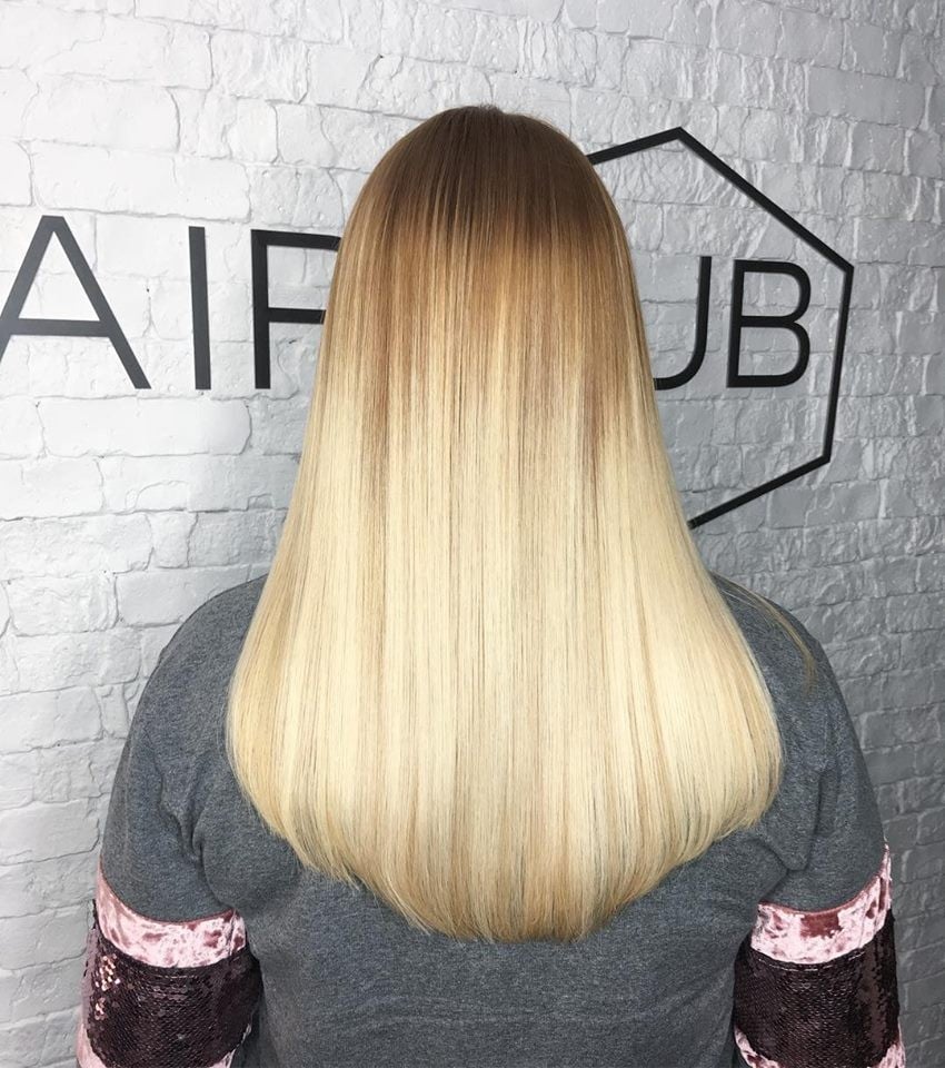 Стрижка на довге волосся блонд омбре, фото -  HAIR HUB OD
