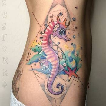 Тату для дівчат кольорові акварель, фото - Тату майстер Маша Згущонка