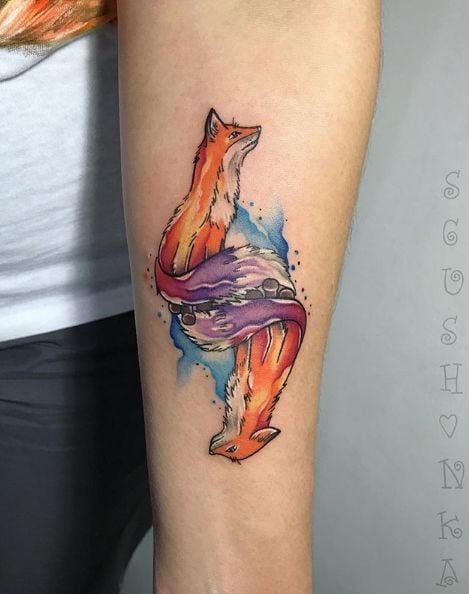 Женские на предплечье цветные, фото - Тату мастер Маша Згущонка