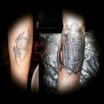 Тату біомеханіка рекавер 3D, фото - Тату майстер Артем Дрыга