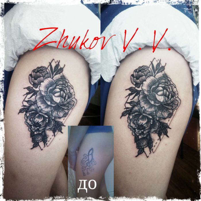 Для дівчат троянда чорно-білі, фото - Тату майстер Виталий Жуков