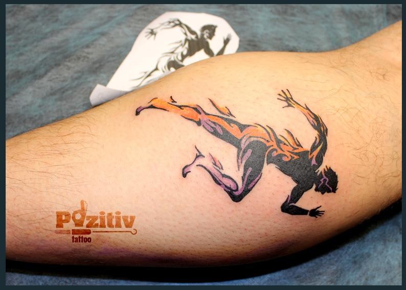 Мужские на ноге цветные, фото - Тату мастер Юлия Калинина