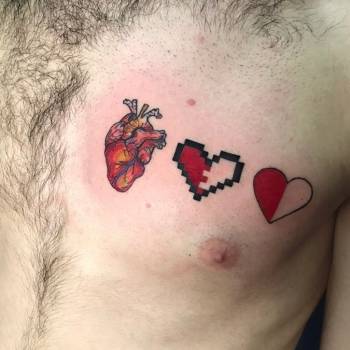 Тату мужские цветные на груди, фото - Тату мастер Виктория Богданова