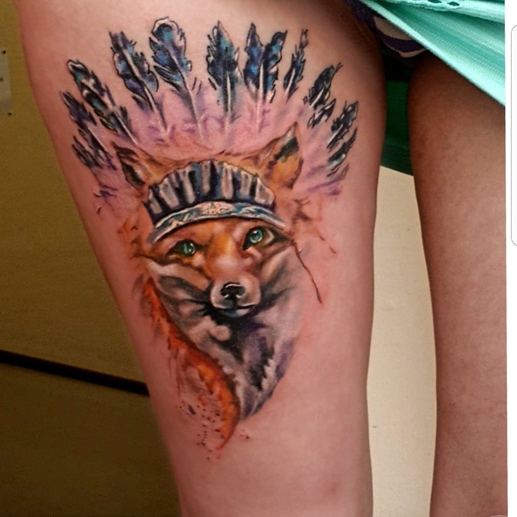 Женские на ноге цветные, фото - Тату мастер Жека Che