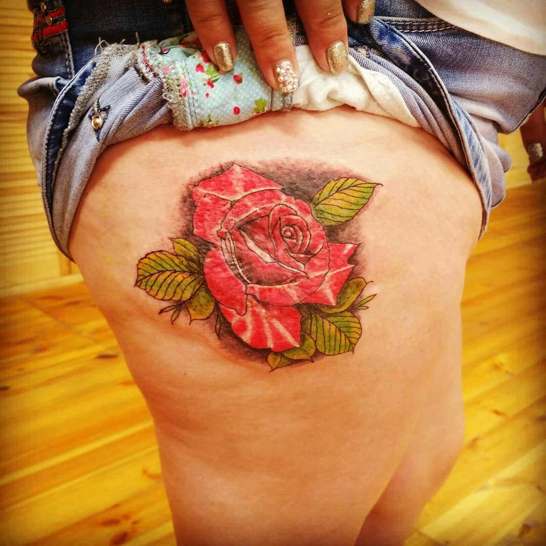 Для дівчат троянда кольорові, фото - Тату майстер Сергей Карпенко