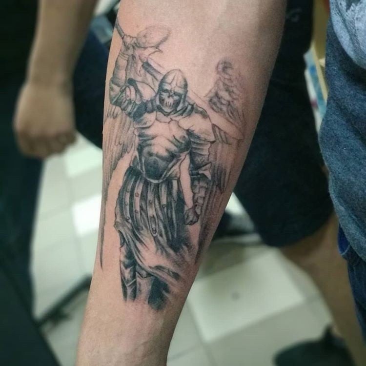 Мужские на предплечье ангел, фото - Тату мастер Славик Котловский