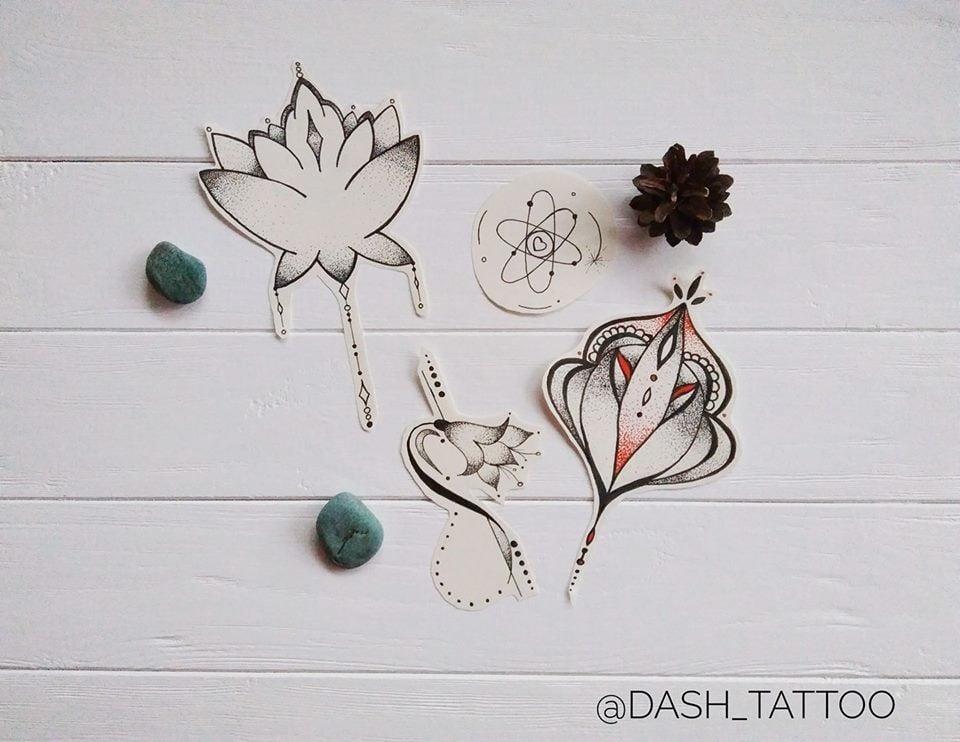 Эскиз цветные цветок, фото - Тату салон Dash tatto