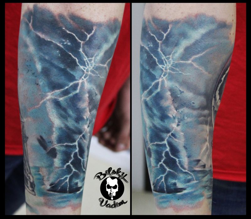 Мужские рукав цветные, фото - Тату салон Crazyink