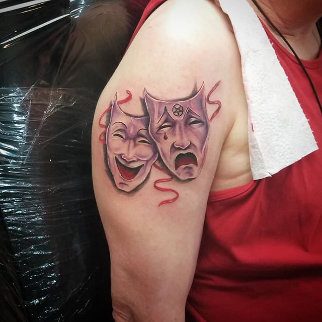 Мужские на плече цветные, фото - Тату мастер Ольга Мартова