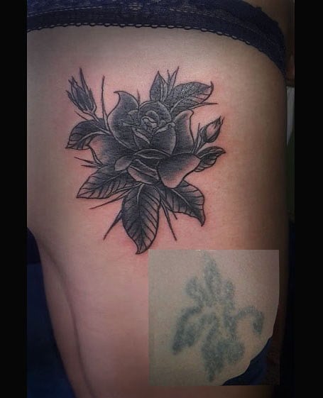 Для дівчат троянда чорно-білі, фото - Тату майстер Ольга Мартова