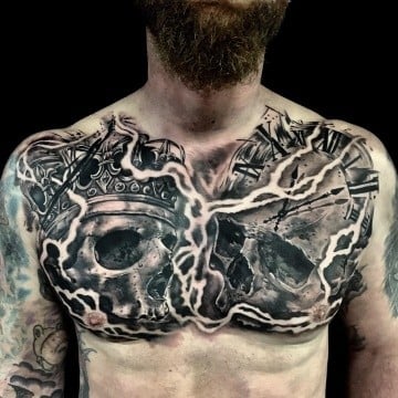 Мужские череп реализм, фото - Тату салон Tattoo House