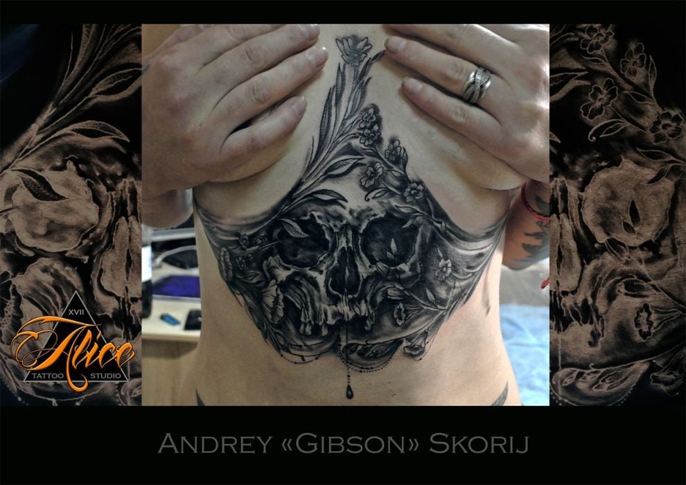 Для дівчат череп чорно-білі, фото - Тату майстер Андрей Скорый