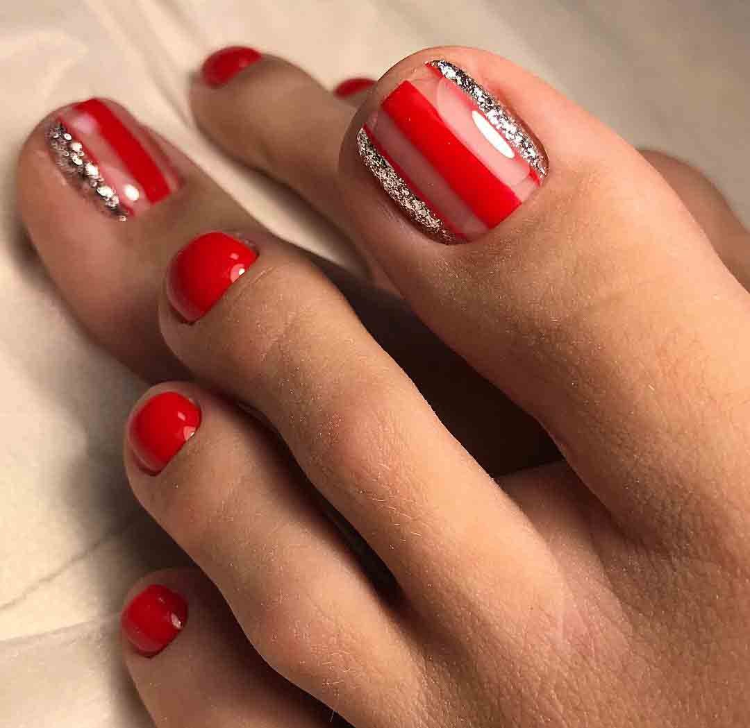Педикюр красивый красный, фото - Ногтевая студия Fantasy nail