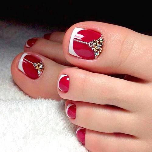 Педикюр красивый красный, фото - Ногтевая студия Fantasy nail