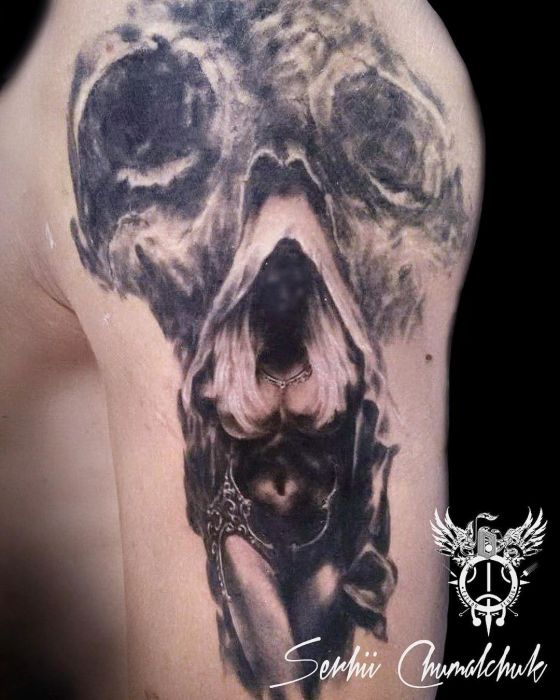Для хлопців на плечі череп, фото - Тату салон EOXtattoo