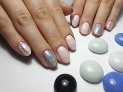 Рожевий манікюр на овальні нігті з акцентом один ніготь, фото - Майстер манікюру Алена