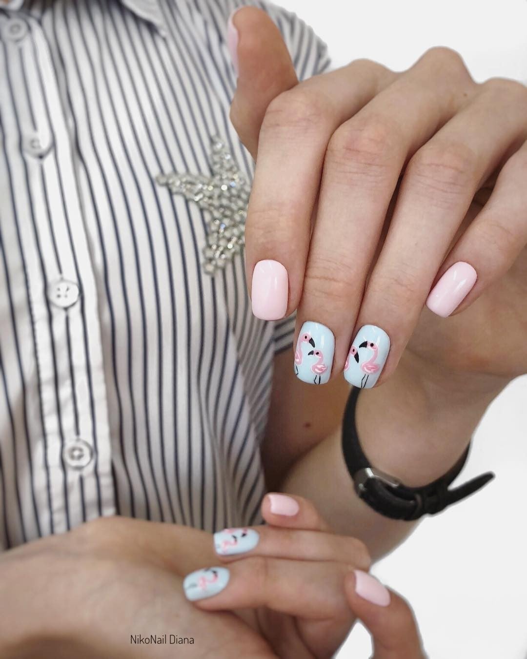 Маникюр лето нежный с рисунком, фото - Ногтевая студия Niko Nail